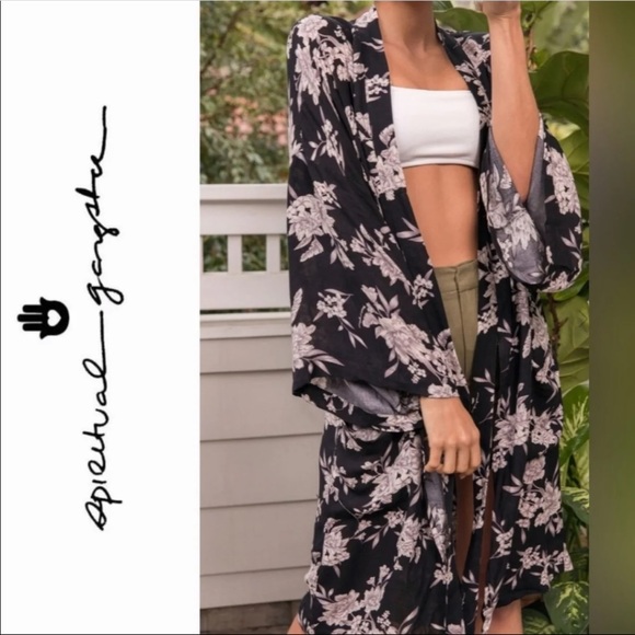 Spiritual Gangster Other - Spiritual Gangster Maya Black Floral Kimono OS